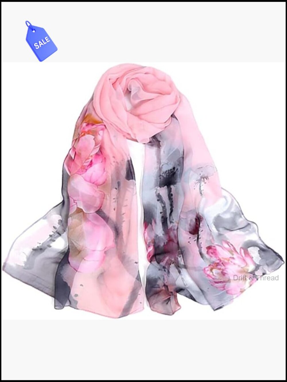 Lightweight Polyester Floral Scarf Shawl Wrap 63x20 Inches